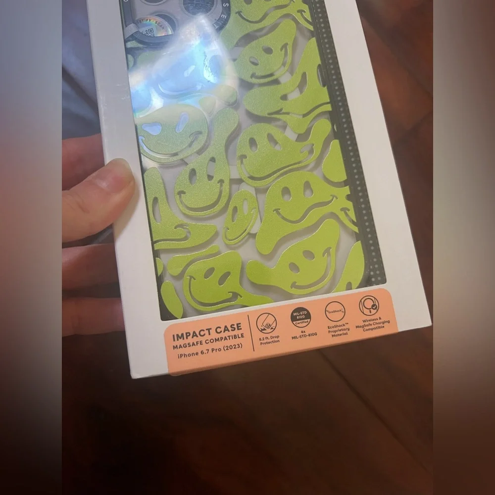 Casetify Iphone 15 Pro Max case new Acid Smiles Neon Green